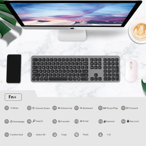Teclado inalámbrico de 2,4 GHz con teclado numérico Teclado bruja de diseño de tamaño completo para Windows Mac I.OS