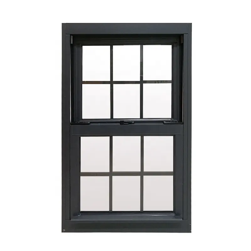 Doorwin-ventana de aluminio negra de doble colgar, diseño libre, a prueba de sonido, eficaz para todos los colores, perfiles de aluminio