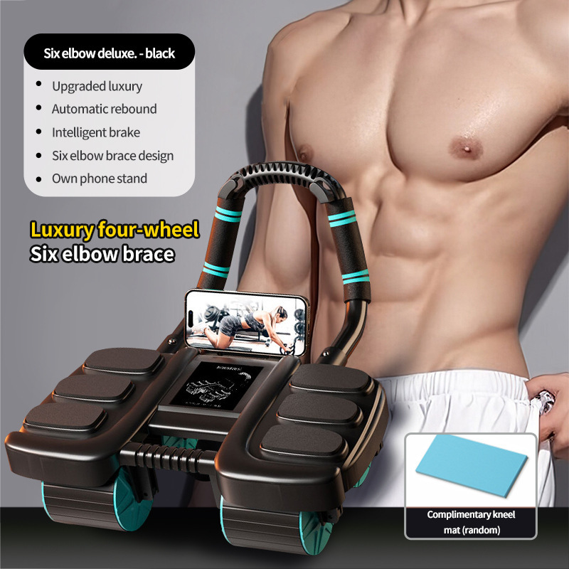 English version-black-upgrade six-elbow four-wheel abdominal whe
