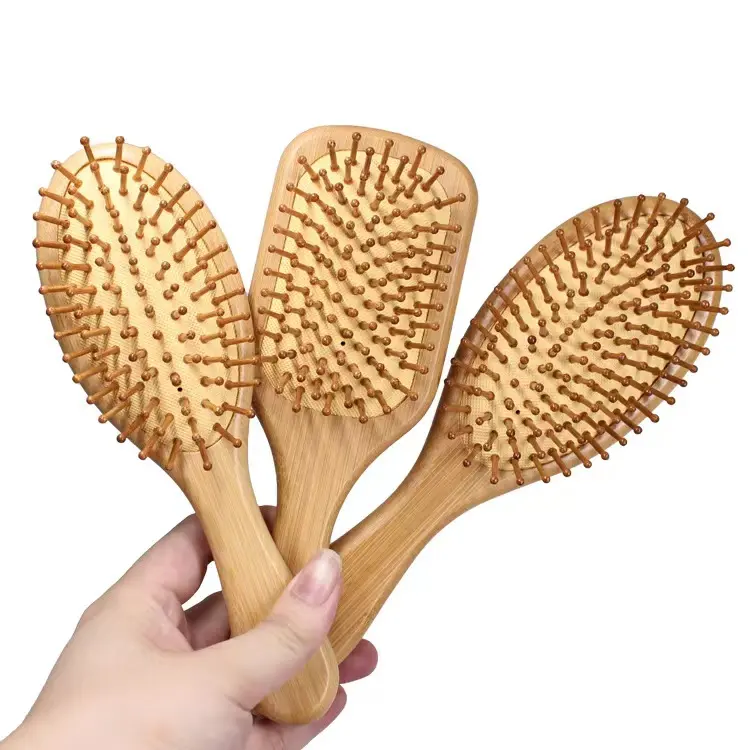 Set Sikat Bambu Kayu untuk Wanita, Paket Sisir Kepala Sisir Sisir Sisir Pijat Balon Rambut Besar untuk Wanita