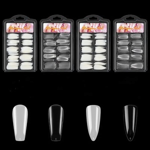 透明な爪のヒントスクエア & アーモンドパターン人工指の先端100個フランスアクリル製 - Product Image 5