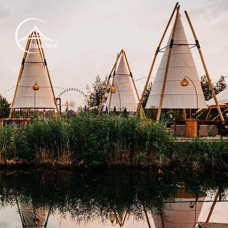 Teepee de bambu estilo indiano tenda de cone 6m para eventos de festa ao ar livre