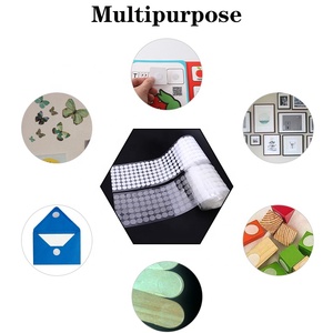 Cinta de velcro para uso doméstico, cuadrados redondos troquelados transparentes, gancho autoadhesivo de nailon y círculo de puntos de bucle - Product Image 2
