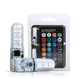 自動LED照明システムカラフルなRGBW5W 5050 SMDカードーム読書灯T10LED電球 (リモコン付き) - Product Image 1