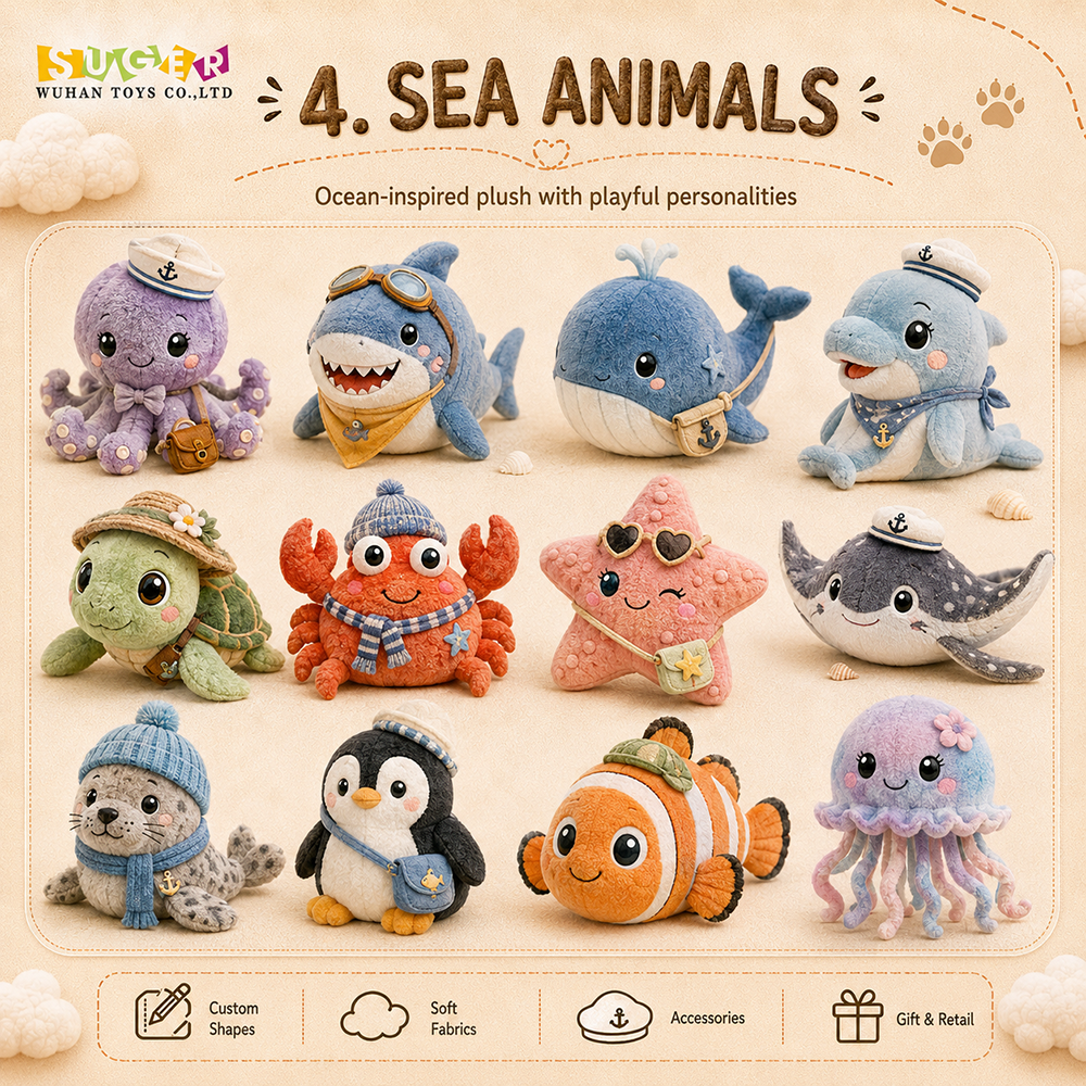 Peluche Personalizzati a Forma di Animali Marini