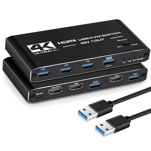 高品質4K HDMI KVM 2 in 1 out 4K @ 60Hz USBスイッチ2x1HDMI2.0サポートホットキースイッチhdmiスイッチ - Product Image 1