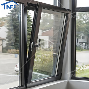 North American Modern Design Style Casement <strong>Windows</strong> Black Frame Broken Bridge Aluminum Alloy <strong>Built</strong>-In Louver Blinds Screen - Product Image 1