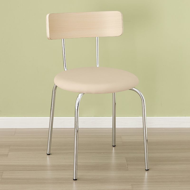 Natural wood back - khaki seat - silver frame