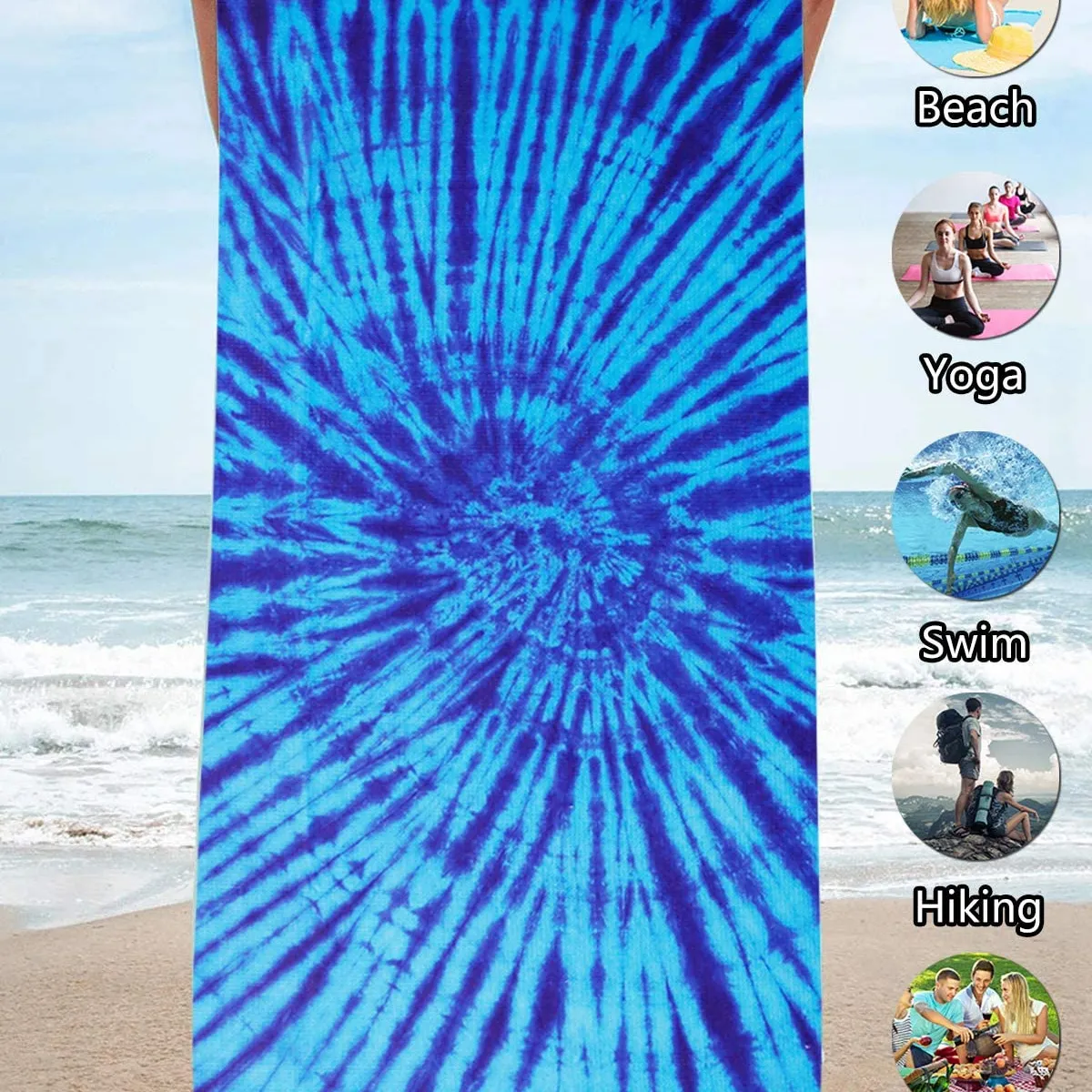 Toalla de Playa Grande estampada de gran tamaño portátil, toalla de playa de arena de microfibra suave al aire libre, toalla de playa al por mayor barata de nuevo estilo