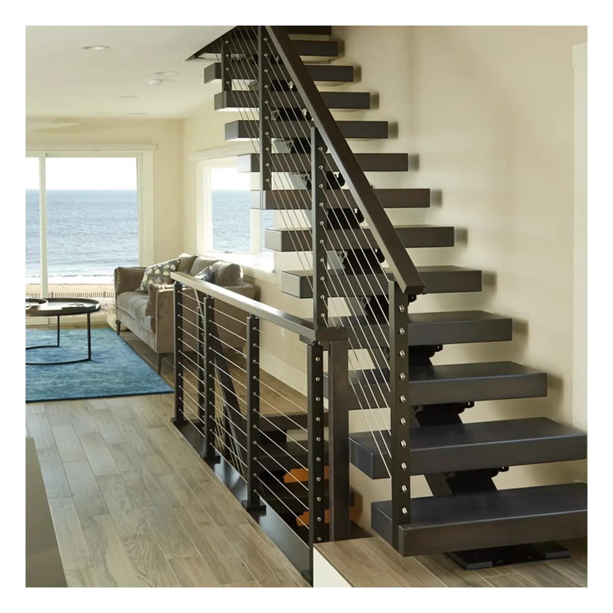 階段手すりX-KPRステンレス鋼四角い柱屋外デッキ手すりケーブル手すりシステム