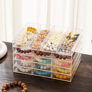 Cajón de plástico transparente con precio de fábrica al por mayor, caja de almacenamiento con mango de cuerda, compartimentos a prueba de polvo, uso de joyería para dormitorio, PS - Product Image 5