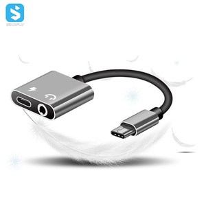 USB型C至3.5毫米耳机插孔适配器2入1 USB C Aux音频电缆转换器充电分配器耳机适配器 - Product Image 3