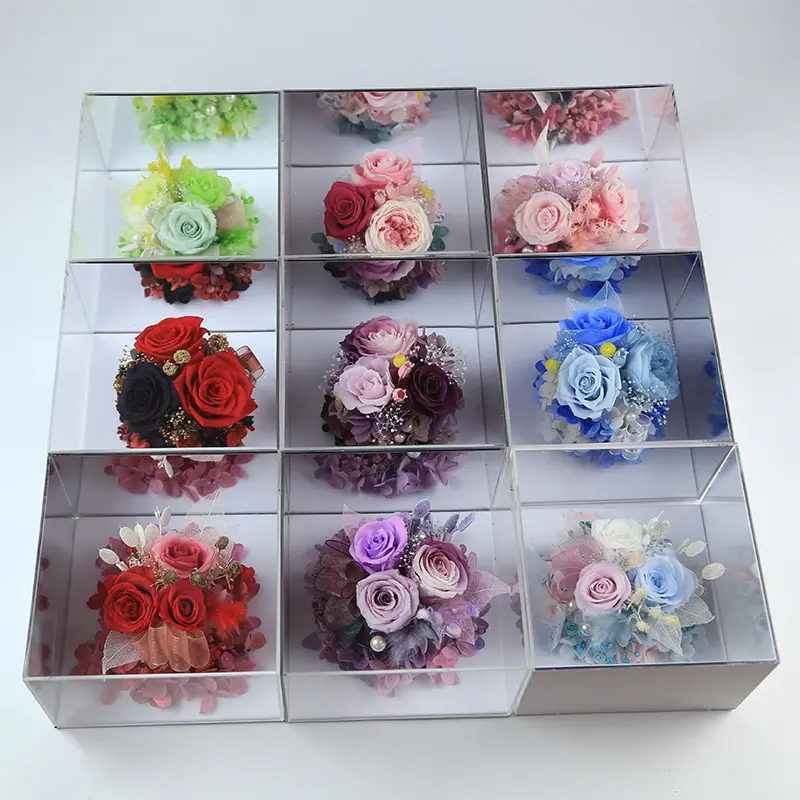 wholesale preserved flower in a acrylic box preserved natural rose