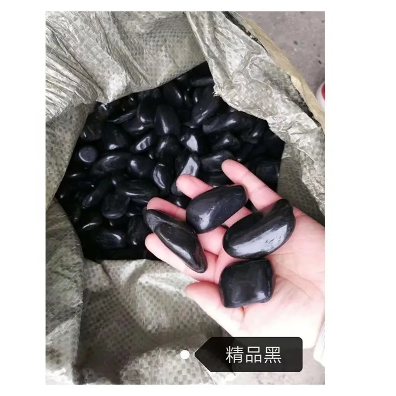 China Polished Modern Style Black River Stone Pebbles Natural Stone Landscape Garden Decor