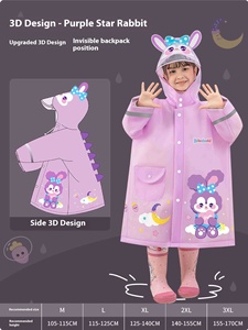 קריקטורה 3D התלמיד מעיל גשם לילדים עמיד למים ראווה אור עמיד במים רפלקטיביים - Product Image 6