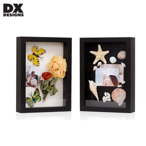Dx עיצובים מותאם אישית עץ שחור תיבת תמונה מסגרת צל הסיטונאי מסגרות תיבת צל הסיטונאי עמוק 3D זכוכית מסגרת