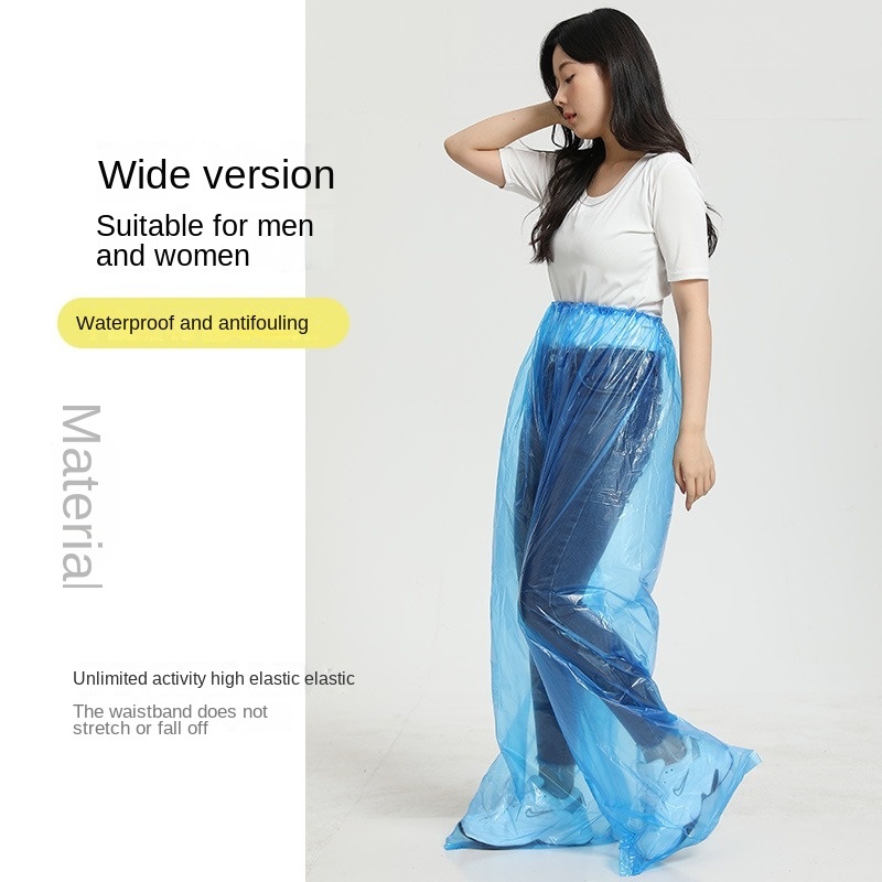 Blue PE covered foot rain pants