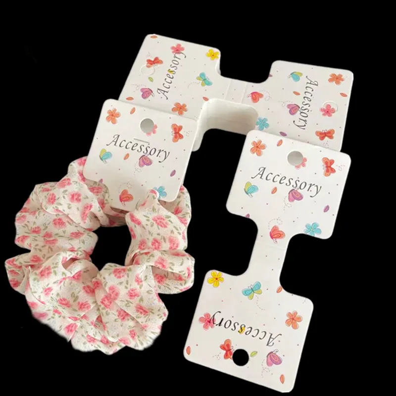 MIO Custom Made scrunchies titular cartão cabelo banda tag swing tag jóias tag flor borboleta padrão aceitar personalização
