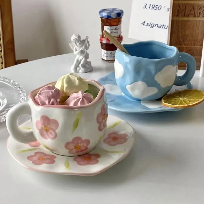 Tazza da caffè e piattino tazza da tè pomeridiano in ceramica tazza di lusso leggera