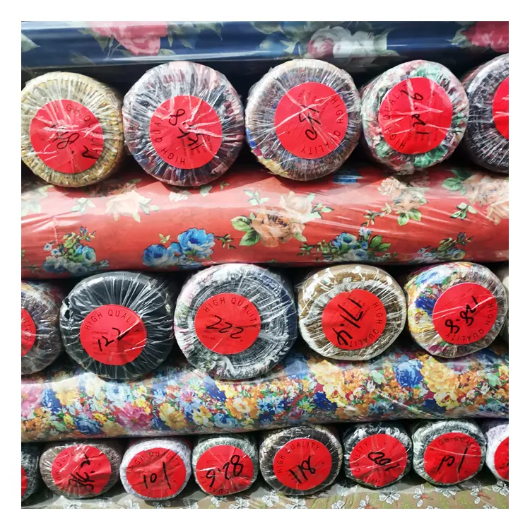 Hot-selling High-Quality Shaoxing Polyester Pearl Chiffon Printed Fabric Stock Lot for Women Dress