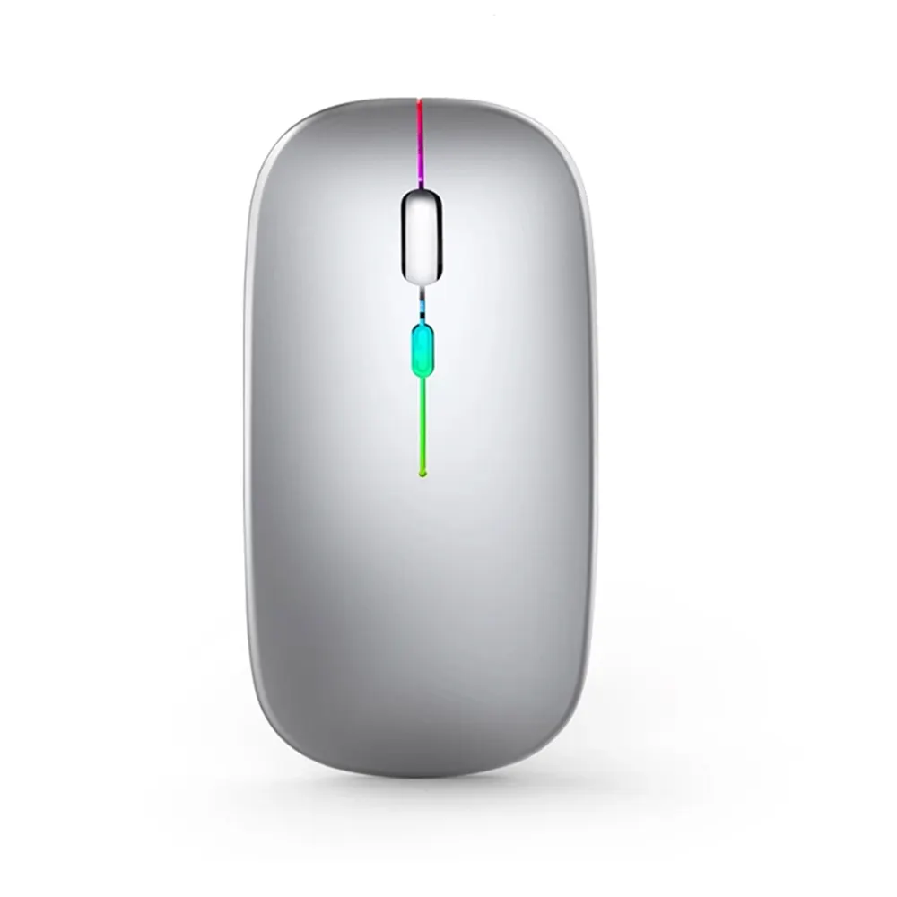 Mouse Nirkabel RGB Dapat Diisi Ulang, Mouse Komputer Nirkabel, LED, Backlit, Ergonomis, Mouse Gaming untuk Laptop