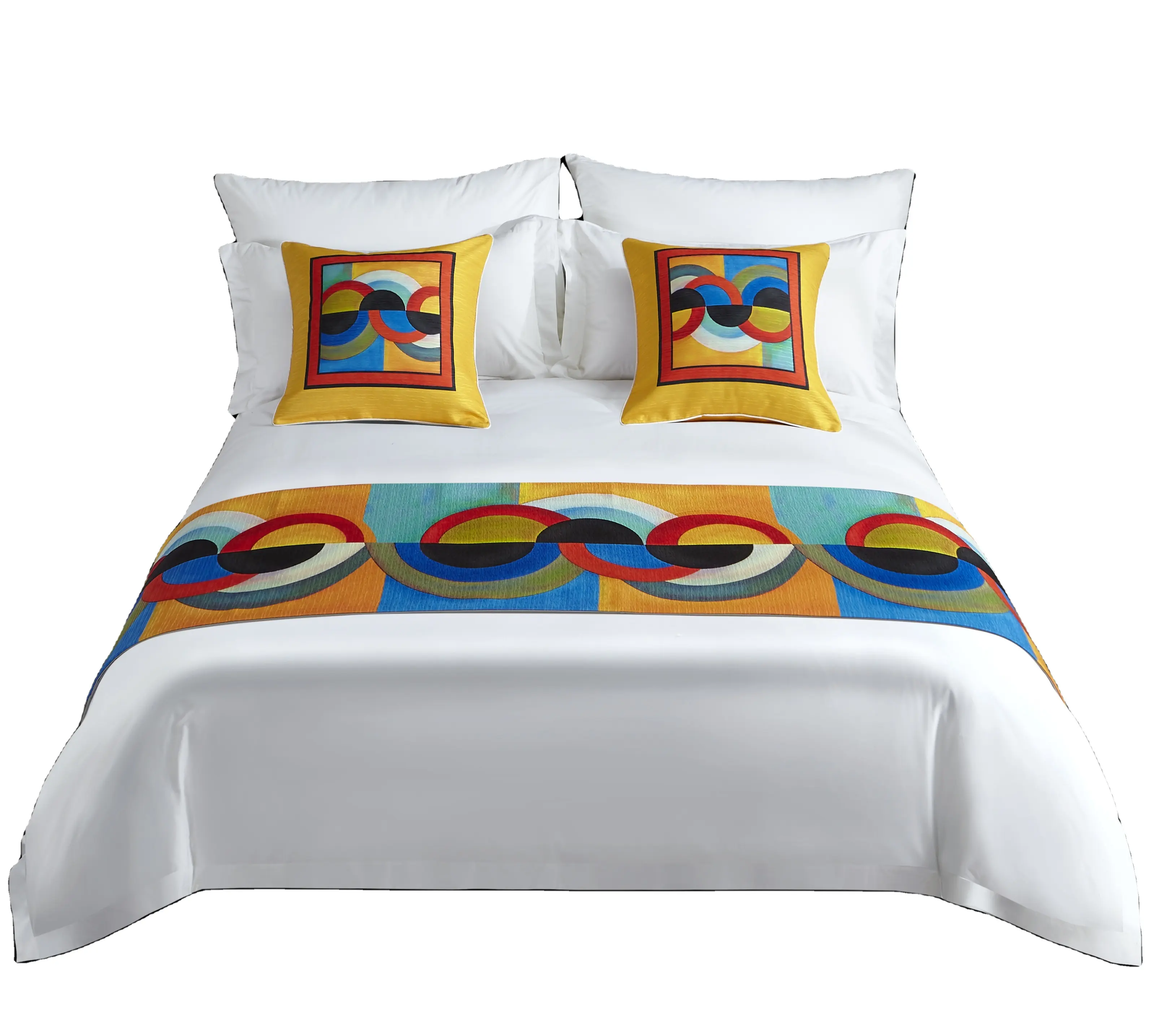 Modern style Application size Plain Dyed Decorative quilted Hotel Bed Runner And Cushion Sets
