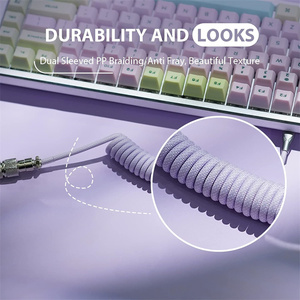 2024 Unique Macaron Coiled USB C <strong>Keyboard</strong> Cable Nylon Jacket <strong>Type</strong>-C Connectors for Gaming Mechanical <strong>Keyboard</strong> Wire - Product Image 5