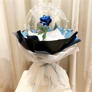 ホットセール輝くダークバルーン照明<span class=keywords><strong>Led</strong></span>デコレーションバブルローズバルーンデコレーションサンバレンタインデーギフトセット花付き