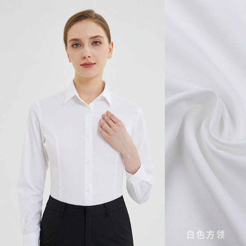 Blanco-manga larga-mujer-cuello cuadrado