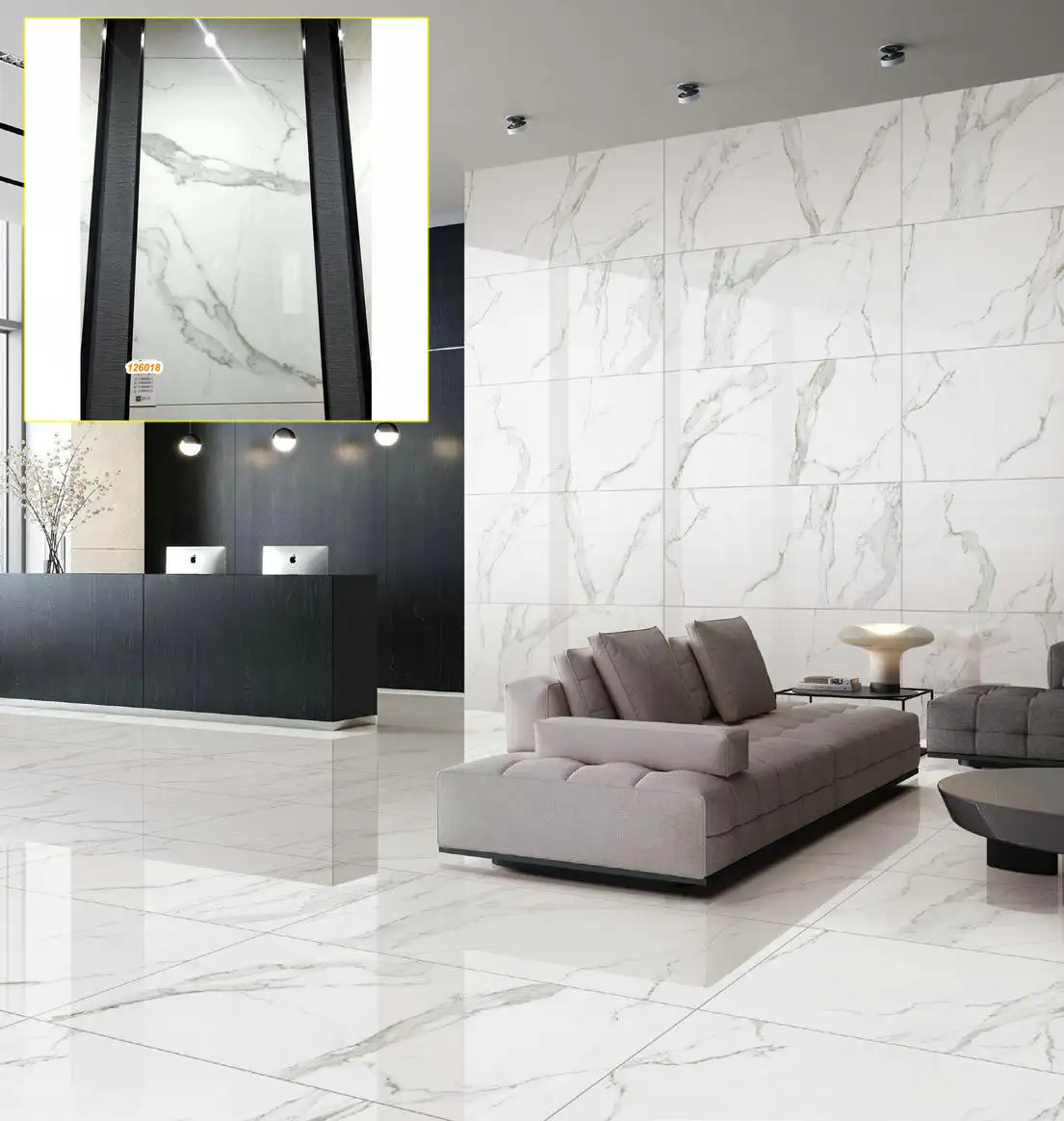 600x1200mm 24x48 inci 9mm carrara marmer putih dipoles porselen ubin villa glossy dinding dan ubin lantai