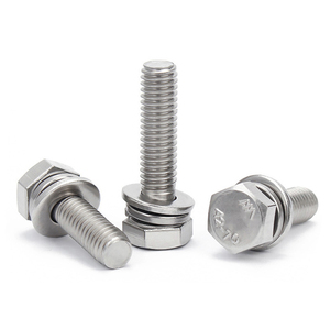GB9074.17 304 parafuso de cabeça de máquina para máquina de mola plana hexagonal externa de aço inoxidável parafuso triplo combinado