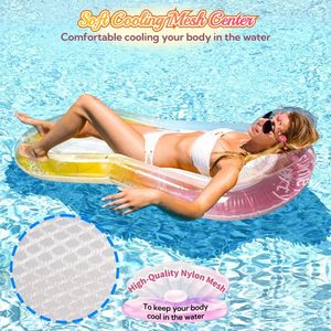 プールフロートカスタマイズデザイン透明スパンコールPVCカスタムロゴプールフロート透明インフレータブル大人用 - Product Image 4