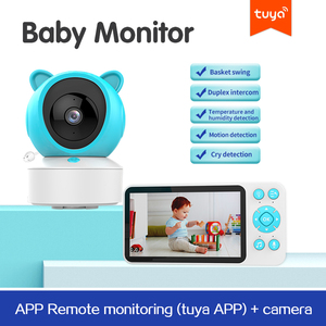 TUYA Nanny5.0インチスクリーンビデオベビーモニターカメラ双方向トークナイトビジョンデジタル3000mAh360度ベビーモニタリングカメラ