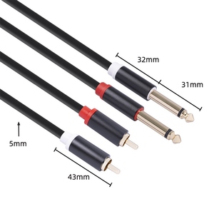 双1/4 ”TS至双RCA音频互连电缆2*6.35毫米公TS至2 RCA公适配器电线镀金插头 - Product Image 3