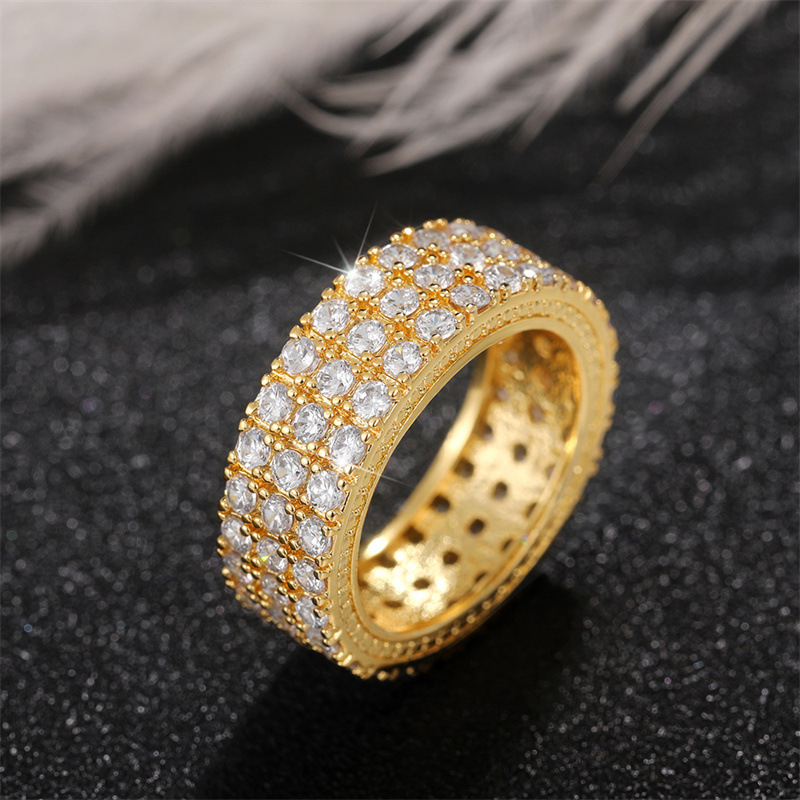 F1807 gold, three rows of diamonds