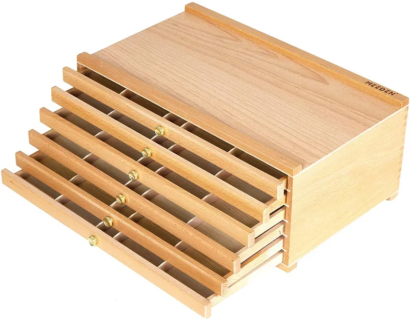 MEEDEN 6 Schubladen Artist Supply Aufbewahrung sbox Tragbare faltbare Multifunktions-Buche Holz Artist Tool & Brush Aufbewahrung sbox