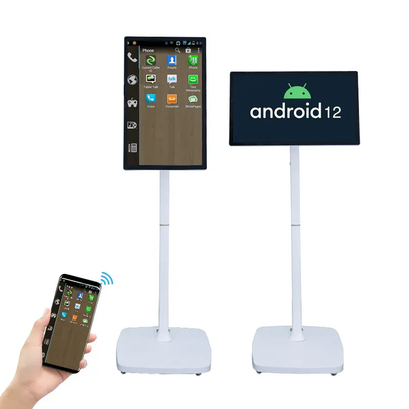 Koneksi nirkabel 21.5 24 27 32 inci proyeksi layar sentuh portabel Android berdiri by me TV untuk rumah pintar
