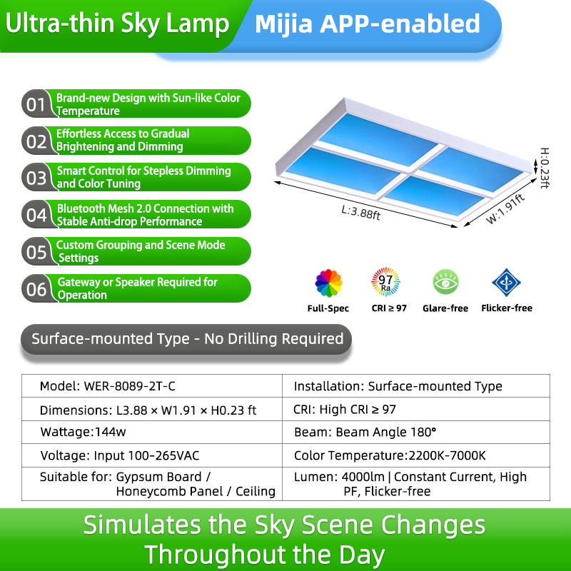 Modelo de cuatro rejillas de 3,88 pies de largo - instalación expuesta - Mi Home