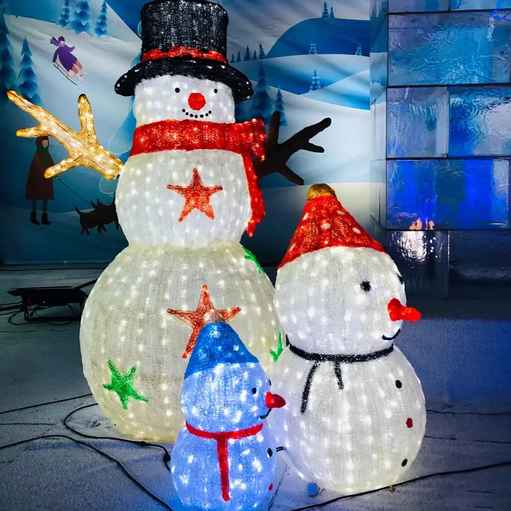 Venta caliente de fábrica personalizado 3D Led muñeco de nieve al aire libre luces de decoración de Navidad