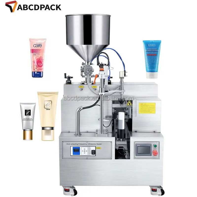 ABCDPACK-Máquina ultrasónica semiautomática de llenado y sellado de tubos de pasta de dientes, máquina de sellado y llenado de tubos de crema cosmética