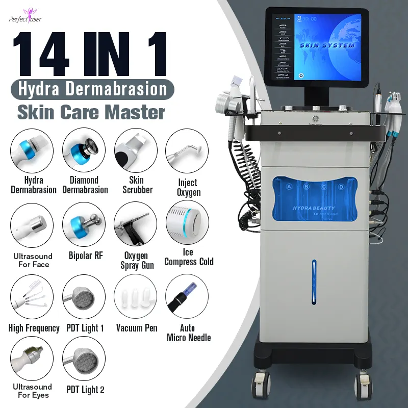 14 en 1 machine cosmétique équipement de beauté du visage nettoyage du visage acné machine de soins de la peau hydra dermabrasion