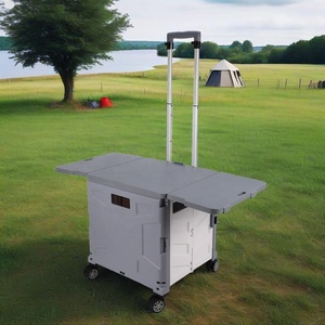 עגלת קניות מתקפלת עגלת קניות מתקפלת 4 גלגלים קיק מסתירים עם בלם כבד משאית עם שולחן - Product Image 6