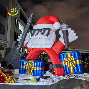 Giáng sinh trang trí ngoài trời <span class=keywords><strong>Inflatable</strong></span> Rock Santa Claus Thêm lớn Xmas Backdrop - Product Image 1