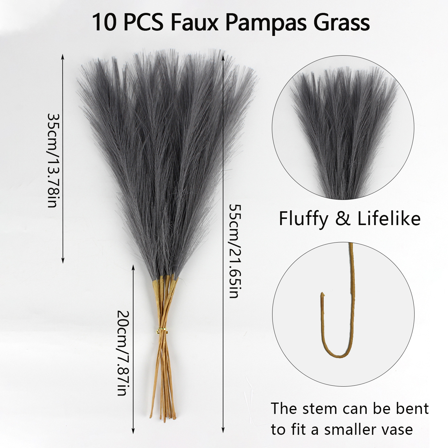 Herbe de la pampa grise 10pcs