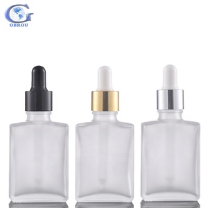 Bán buôn vuông rõ ràng Glass Pipette Serum chai 30ml tinh dầu hình chữ nhật Glass dropper chai với Pipette Đen cap - Product Image 5