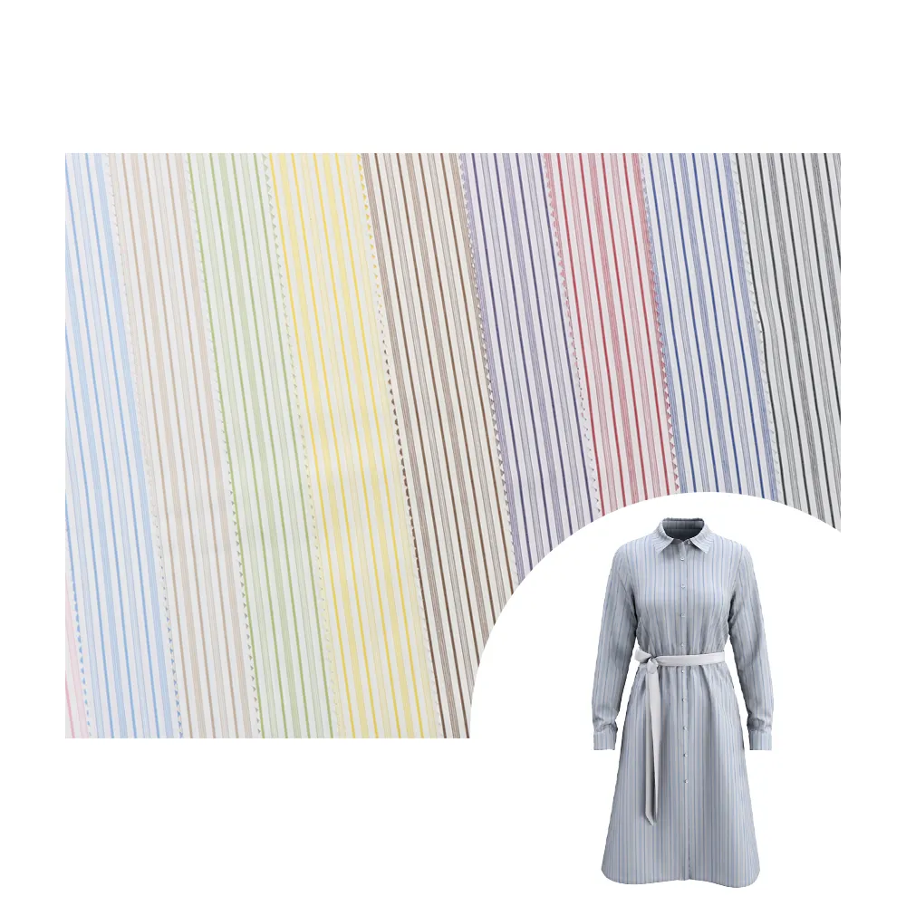 Benang tekstil rumah kain pelapis celup warna-warni untuk pakaian 65% polester35 % kain kemeja katun