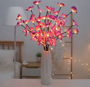 Pille çalışan LED noel erik çiçeği ağacı işık kapalı peyzaj dekoratif lamba parti için yapay çiçek şube - Product Image 3