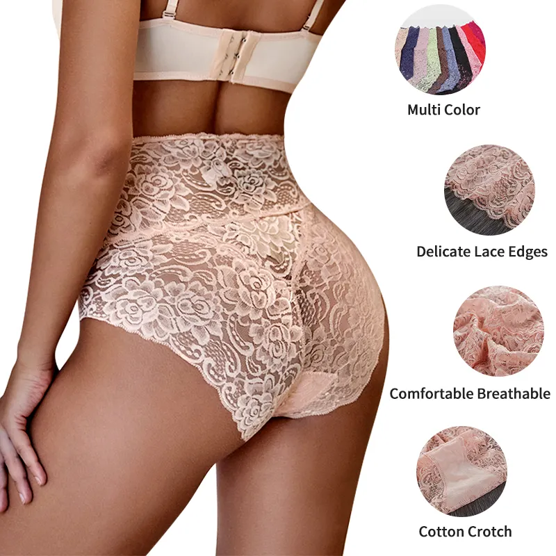 Benutzer definierte Baumwolle Dessous Fett Plus Size Damen Sexy Höschen Nahtlose Blumen Unterwäsche Reife Mash Lace Cut Frauen Hohe Taille Höschen