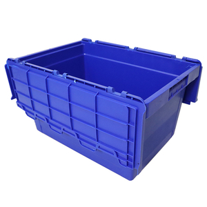 Caja de transporte de plástico duradera, caja de transporte de plástico apilable y anidada con tapa, color azul - Product Image 5