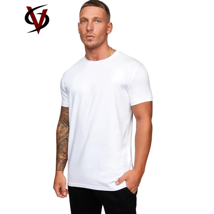 Camiseta informal personalizada para hombre, de Color blanco liso, punto, 2022 algodón, 100% G, cuello redondo, a granel, 180, venta al por mayor